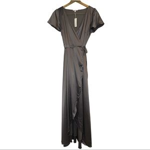 Baltic Born Satin Wrap Maxi Gown